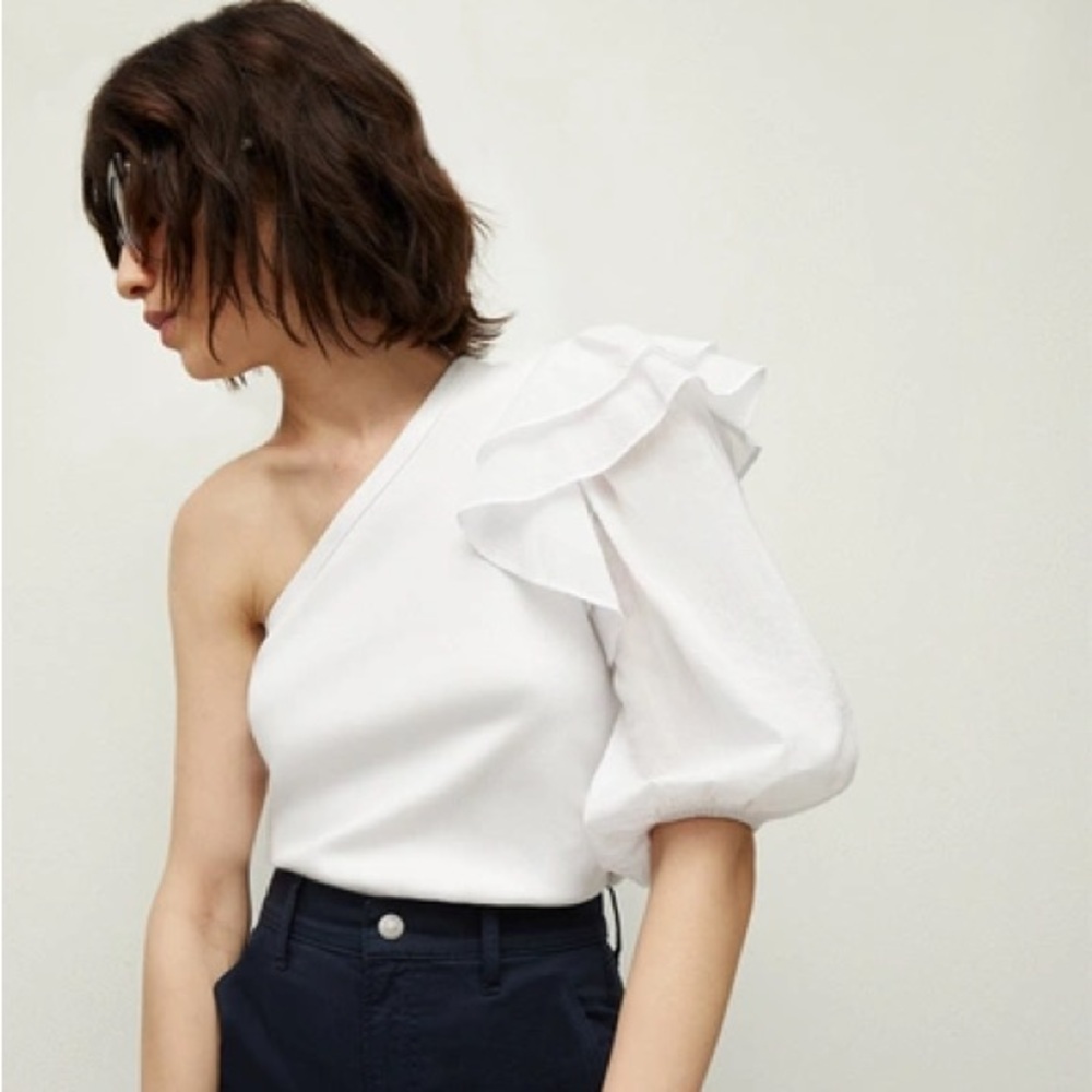 Veronica﻿ Beard Diantha One Shoulder Top in White NEW